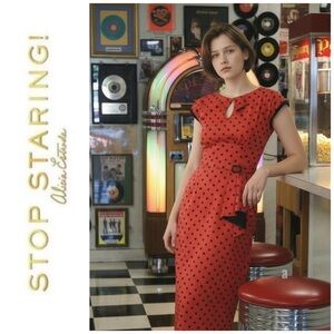 ⚡️⚡️FLASH SALE! ⚡️⚡️Stop Staring Red Black Polka Dot Dress